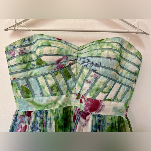 Aidan Mattox Springtime Silk Strapless Dress - Size 0 - Picture 11 of 11